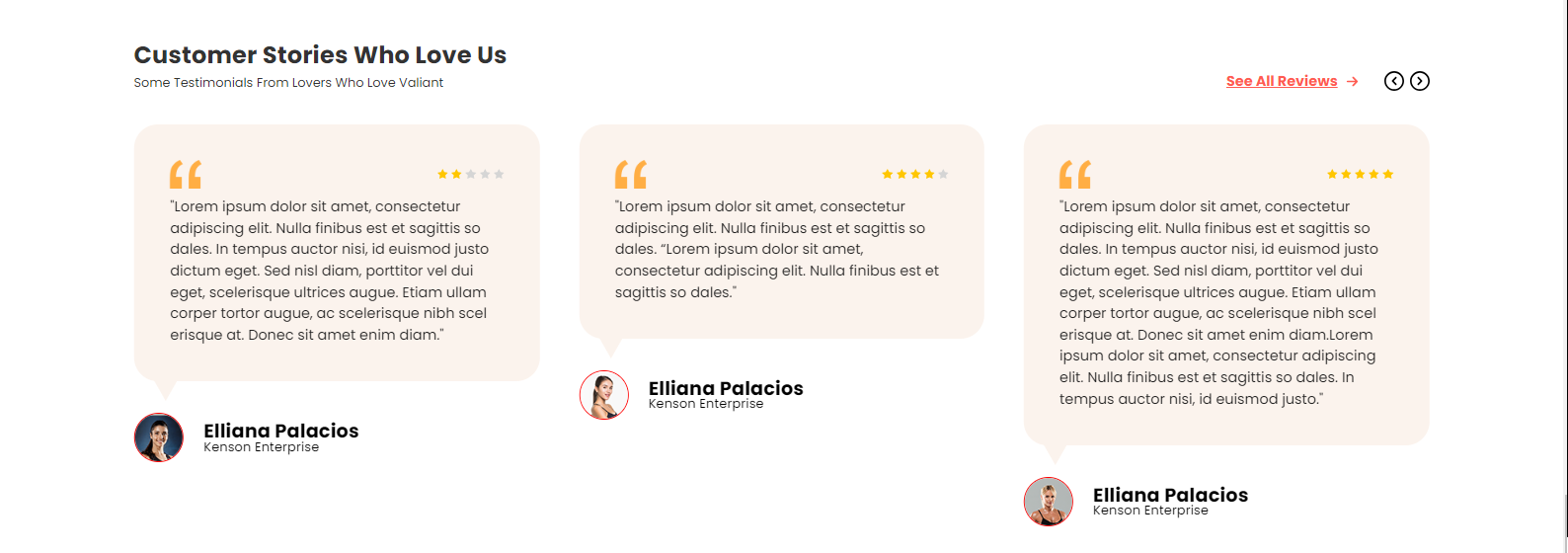 Testimonials Section